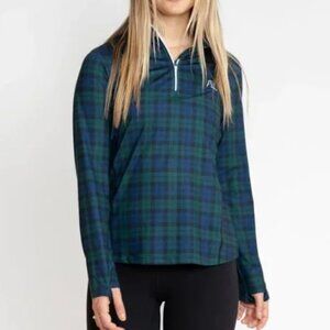 Rhoback 1/4 Zip Pullover Women's Small Yule Plaid Athletic Golf Tennis